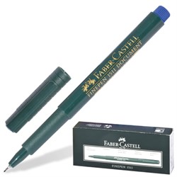 Ручка капиллярная (линер) FABER-CASTELL &quot;Finepen 1511&quot;, СИНЯЯ, корпус темно-зеленый, линия письма 0,4 мм, 151151
