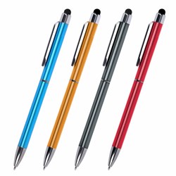 Ручка-стилус SONNEN для смартфонов/планшетов, СИНЯЯ, корпус ассорти, серебристые детали, линия письма 1 мм, 141587 - фото 13102188