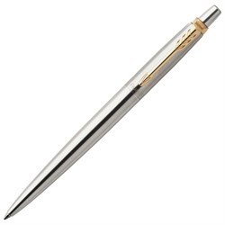 Ручка шариковая PARKER "Jotter Core Stainless Steel GT", корпус серебро, позолота, синяя, 1953182 - фото 13102319