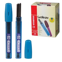 Грифели для карандаша цангового 2 мм, 2B, STABILO, КОМПЛЕКТ 8 штук, "Left Right", 6603/24-2В - фото 13104337