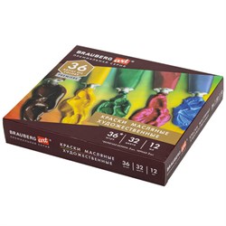 Краски масляные художественные НАБОР "PREMIERE 36 штук 32 цвета!", в тубах 12 мл, BRAUBERG ART, 192008 - фото 13105132