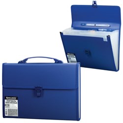 Папка-портфель пластиковая BRAUBERG А4 (332х245х35 мм), 13 отделений, синяя, 221379 - фото 13106208
