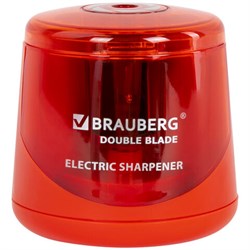 Точилка электрическая BRAUBERG DOUBLE BLADE RED, двойное лезвие, питание от 2 батареек АА, 271338 - фото 13112331