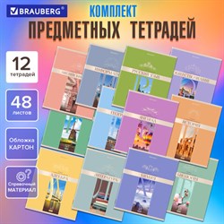 Тетради предметные, КОМПЛЕКТ 12 ПРЕДМЕТОВ, 48 л., обложка картон, BRAUBERG, "DELIGHT", 404606 - фото 13119449