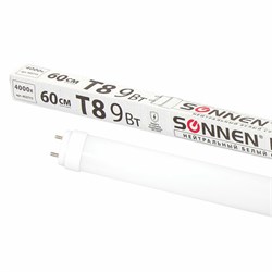 Лампа-трубка светодиодная SONNEN, 9 Вт, 30000 ч, 60 см, нейтральный белый (аналог 18 Вт люминесцентной лампы), LED T8-9W-4000-G13, 453715 - фото 13120872