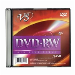 Диск DVD-RW VS, 4,7 Gb, 4x, Slim Case (1 штука), VSDVDRWSL01 - фото 13124155