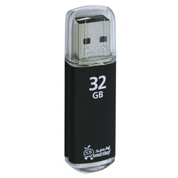 Флеш-диск 32 GB, SMARTBUY V-Cut, USB 2.0, металлический корпус, черный, SB32GBVC-K - фото 13124186