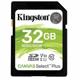 Карта памяти SDHC 32GB KINGSTON Canvas Select Plus UHS-I U1, 100 Мб/сек (class 10), SDS2/32GB - фото 13124470