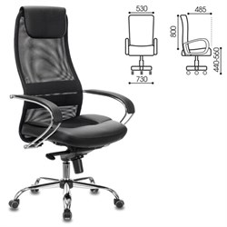 Кресло офисное BRABIX PREMIUM "Stalker EX-609 PRO", хром, мультиблок, ткань-сетка/экокожа, черное, 532416, EX609PRO_532416 - фото 13126854