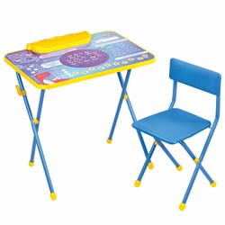 Комплект детской мебели голубой КОСМОС: стол + стул, пенал, BRAUBERG NIKA KIDS, 532634 - фото 13127394