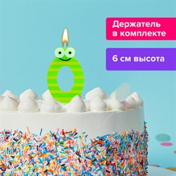 Свеча-цифра для торта &quot;0&quot; &quot;С глазками&quot;, 6 см, ЗОЛОТАЯ СКАЗКА, с держателем, в блистере, 591403