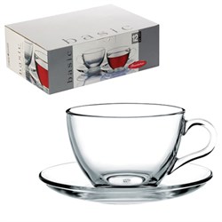 Набор чайный "Basic" на 6 персон (6 кружек 215 мл, 6 блюдец), стекло, PASABAHCE, 97948 - фото 13128887
