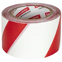 Лента сигнальная красно-белая, 75 мм х 200 м, BRAUBERG "Грандмастер", основа полиэтилен, 604892 - фото 13129653