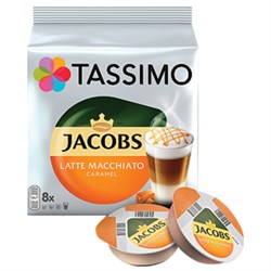 Кофе в капсулах JACOBS &quot;Latte Macchiato Caramel&quot; для кофемашин Tassimo, 8 порций (16 капсул), 8052186