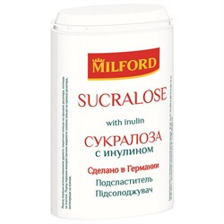 Заменитель сахара MILFORD Сукралоза с инулином, 370 таблеток, пластиковая баночка с дозатором, 941201 - фото 13132442