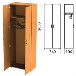 Шкаф для одежды "Фея", 740х390х2000 мм, цвет орех милан, ШФ17.5 - фото 13133100