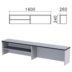 Надстройка для стола письменного "Монолит", 1600х260х340 мм, 1 полка, цвет серый, НМ39.11 - фото 13133165
