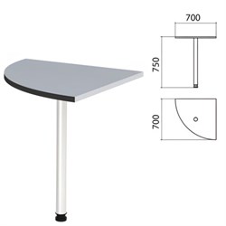 Стол приставной угловой "Монолит", 700х700х750 мм, цвет серый (КОМПЛЕКТ) - фото 13136044