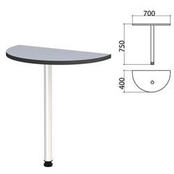 Стол приставной полукруг "Монолит", 700х400х750 мм, цвет серый (КОМПЛЕКТ) - фото 13136046