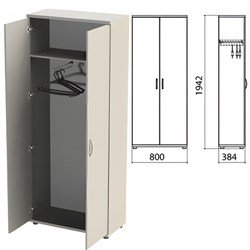Шкаф для одежды &quot;Этюд&quot;, 800х384х1942 мм, цвет серый (КОМПЛЕКТ)