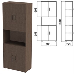 Шкаф полузакрытый &quot;Канц&quot;, 700х350х1830 мм, цвет венге (КОМПЛЕКТ)