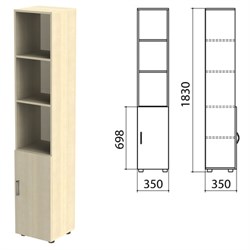 Шкаф полузакрытый &quot;Канц&quot;, 350х350х1830 мм, цвет дуб молочный (КОМПЛЕКТ)