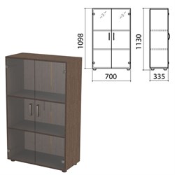 Шкаф закрытый со стеклом "Канц", 700х335х1130 мм, цвет венге (КОМПЛЕКТ) - фото 13136227