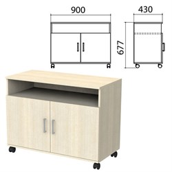 Тумба для оргтехники &quot;Канц&quot;, 900х430х677 мм, 2 двери, цвет дуб молочный (КОМПЛЕКТ)