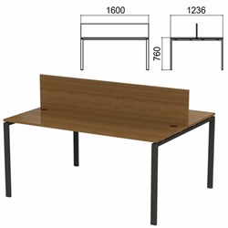 Стол письменный 2-МЕСТНЫЙ на металлокаркасе &quot;Арго&quot;, 1600х1236х760 мм, орех (КОМПЛЕКТ)