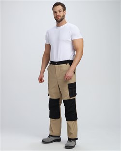 Брюки Милан CH (тк.Смесовая,260), бежевый/черный - фото 13136740