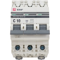 Трехполюсной автоматический выключатель EKF ВА47-63 - фото 13194267