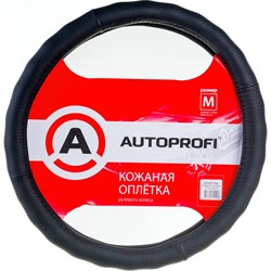 Оплетка руля AUTOPROFI AP-396 BK M - фото 13202060