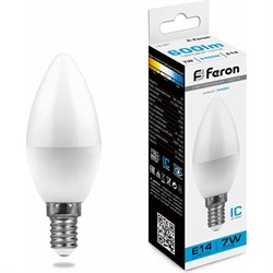 Светодиодная лампа FERON LB-97 Свеча E14 7W 6400K - фото 13234239