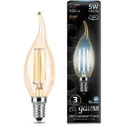 Лампа GAUSS LED Filament Candle tailed E14 5W 4100K Golden - фото 13234519