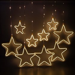 Новогодняя светодиодная гирлянда ЭРА Занавес Неоновые звезды - фото 13261622