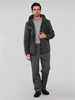 Куртка мужская с капюшоном (тк.Флис,280), серый - фото 13358924