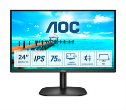 Монитор LCD 23.8'' [16:9] 1920х1080(FHD) IPS, nonGLARE, 75 Hz, 250 cd/m2, H178°/V178°, 1000:1, 20М:1, 16.7M, 4ms, VGA, DVI, HDMI, Tilt, Speakers, 3Y, Black - фото 13362078