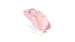 Мышь игровая беспроводная Dareu A950 Pink (розовый), DPI 400/800/1600/3200/6400/12000, подключение Tri-mode: проводное+2.4GHz+BT, встроенный аккумулятор 930mAh, зарядная станция, подсветка RGB, размер 123x64x39мм - фото 13365094