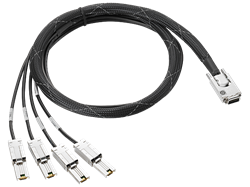 HPE Mini SAS High Density to Dual 2-lane Mini SAS High Density External Fanout 1 Meter Cable - фото 13370140