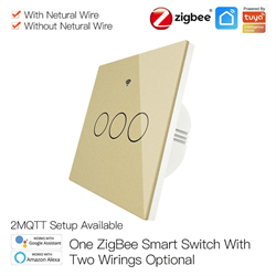 Выключатель MOES Gang Smart Switch Sensor w/o grounding ZS-EU3, Zigbee, 100-240 В - фото 13371991