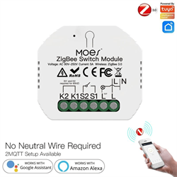 Реле Moes Switch Module Wi-Fi 2,4GHz & Zigbee+RF433 MGHz - фото 13372055