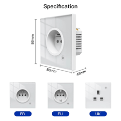 Розетка 1-пост. MOES Smart Socket Wi-Fi, 95-250 В, 16А, встраиваемая IP20, шторки + ЗК Белая - фото 13372056