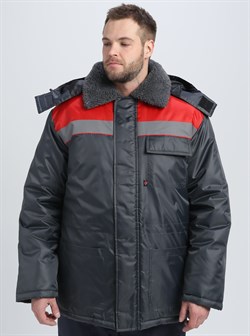 Куртка зимняя Бригада NEW (тк.Оксфорд), т.серый/красный - фото 13384990