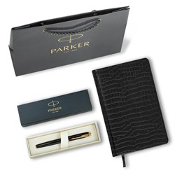 Ручка перьевая PARKER "IM Core Black Lacquer GT", ежедневник А5 черный, пакет, 880900 - фото 13492559