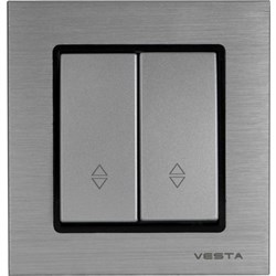 Реверсивный двухклавишный выключатель Vesta Electric Exclusive Silver Metallic - фото 13517231