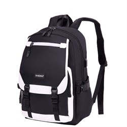 Рюкзак HEIKKI FUSION (ХЕЙКИ) универсальный, USB-порт, черный с белыми вставками, 45х31х15 см, 272578 - фото 13530286