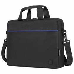 Сумка портфель BRAUBERG PRACTICAL с отделением для ноутбука 15,6&quot;, Blue line, черная, 29х40х7 см, 272603