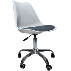 Кресло стул BRABIX &quot;Eames MG-310 CH&quot;, хром, пластик белый, ткань серая, 532924