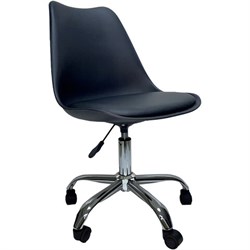 Кресло стул BRABIX &quot;Eames MG-310 CH&quot;, хром, пластик черный, экокожа черная, 532925