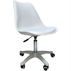 Кресло стул BRABIX &quot;Eames MG-310 PL&quot;, пластик белый, экокожа белая, 532926